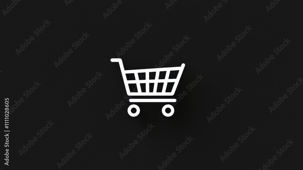 Poster shopping minimalist icon a minimalist shopping cart icon with thin lines and a single color, suitabl