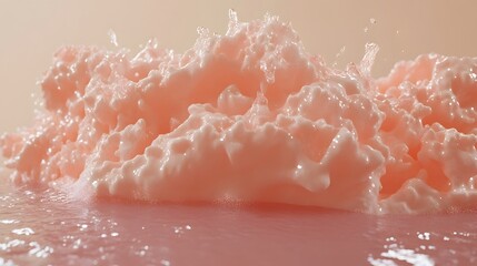 Fototapeta premium Abstract close-up of a soft pink, foamy liquid splash.