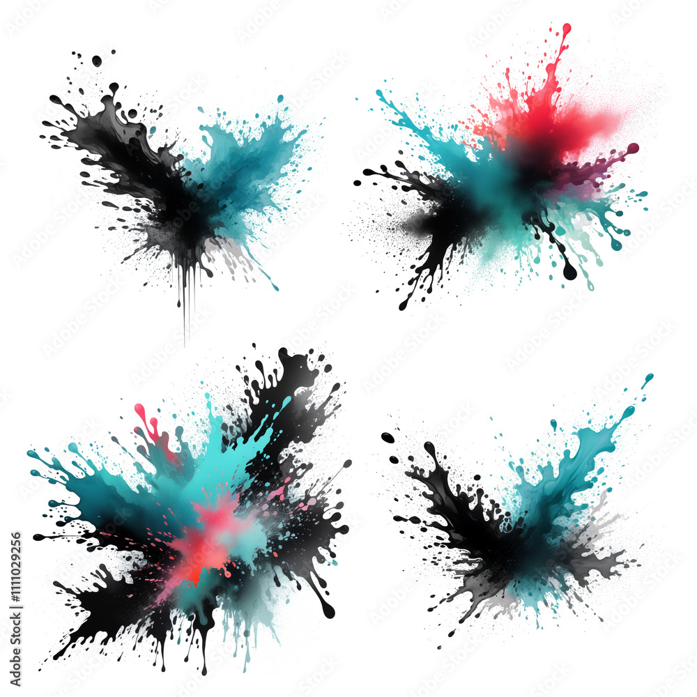 Poster dynamic splashes of color create an engaging and energetic abstract design