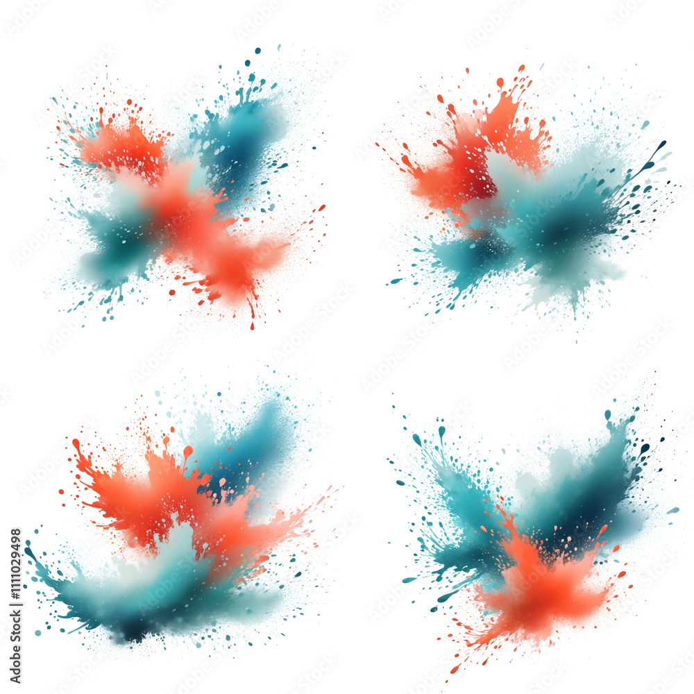 Poster dynamic splashes of vibrant colors creating a seamless abstract artwork composition