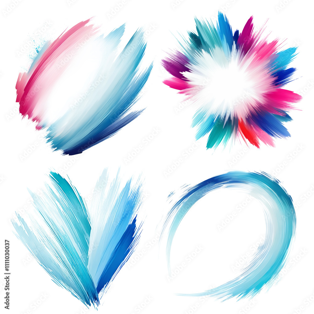 Poster vibrant abstract brush strokes in bold colors creating seamless artistic patterns