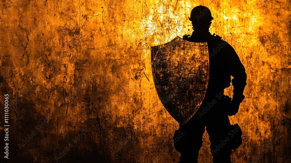 Poster protection hacker prevention silhouette of a hacker attempting to breach a firewall, with a warning 