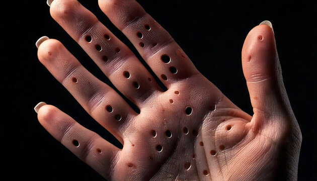 Hand with Many Holes Trypophobia