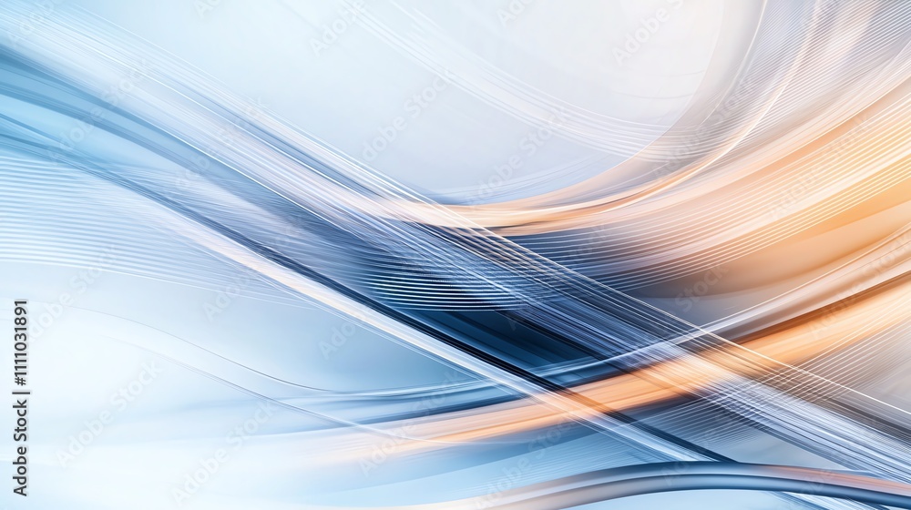 Poster abstract background featuring smooth flowing lines in soft blues and warm tones, perfect for creativ