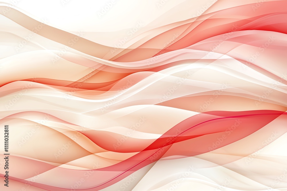 Poster abstract composition featuring flowing red and white waves, creating a dynamic visual effect. ideal 