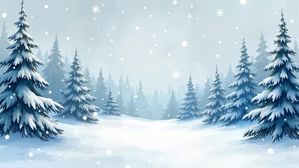 Obraz premium Snowy forest landscape with pine trees and a serene winter atmosphere