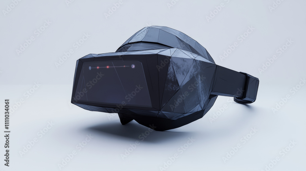 Poster virtual augmented reality helmet low poly. innovation media entertainment polygonal concept. hud use