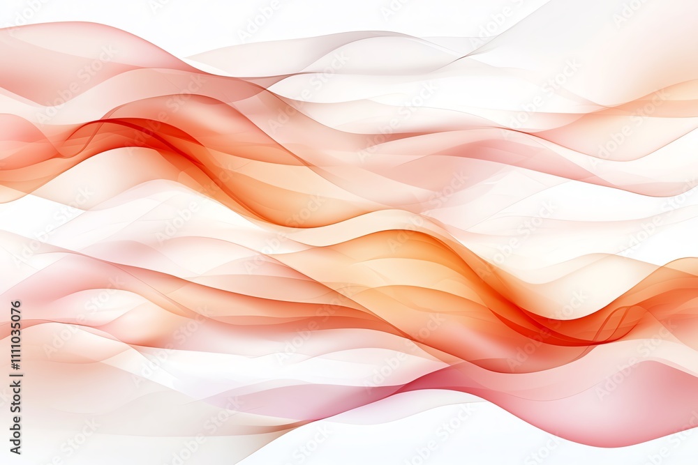 Poster abstract illustration featuring smooth, flowing waves in vibrant shades of red and orange, creating 