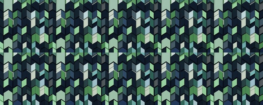 seamless pattern of Abstract Geometric Green Blue Pattern  Modern design, calming mood, chevron style 