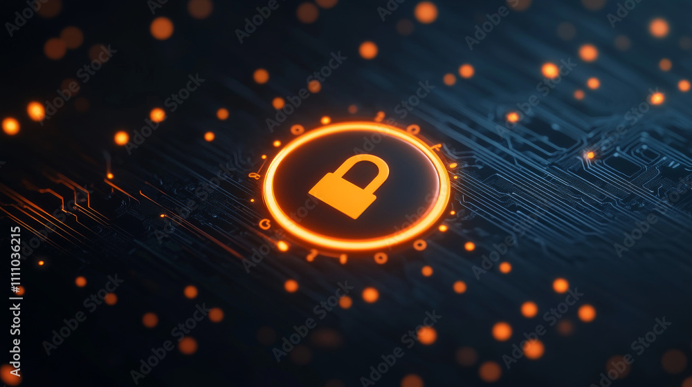 Aufkleber human digital avatar as a symbol of ai presses a virtual button on screen with lock icon. cyber secu