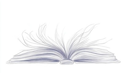 A Creative Illustration of an Open Book with Flowing Lines Capturing the Essence of Knowledge and Imagination in a Minimalist Style