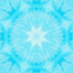 Blue Mandala watercolor kaleidoscope pattern. Hand drawn abstract background. Decorative tile...