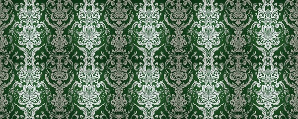 seamless pattern of Elegant silver green damask pattern  luxurious vintage textile design 