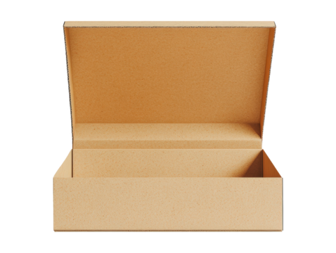 Open cardboard box   on white or transparent background, PNG