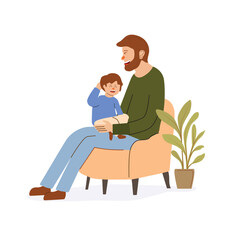 Father and Son Bonding Moment Warm Family Interaction Illustration