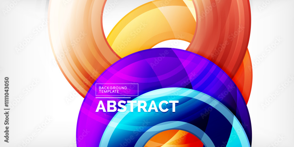 Poster bright colorful circles with light effects. abstract background
