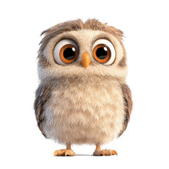 Obraz premium Adorable 3D Cartoon Owl with Big Eyes and Fluffy Feathers