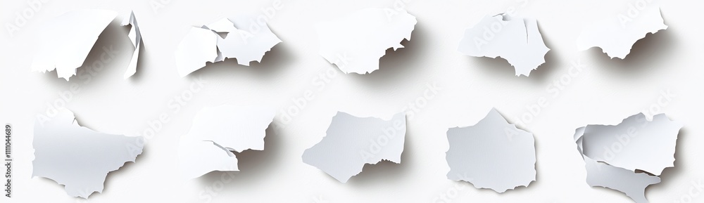 Poster modern realistic 3d illustration set of flying white paper sheets with wind blowing empty pages in w