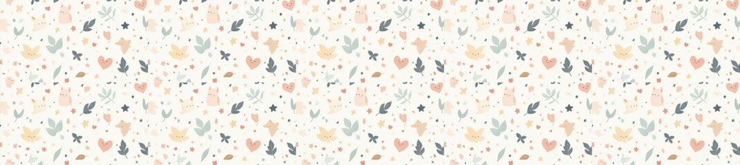 Fototapeta premium Abstract pattern featuring delicate, scattered shapes in soft pastel hues, creating a gentle, textured visual.