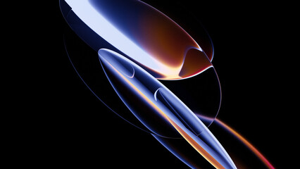 3D Abstract Iridescent Composition Background with Light and Glass Effects