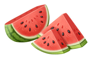 Illustration set of watermelon slices isolated on a white background