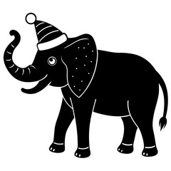 Elephant with Christmas hat