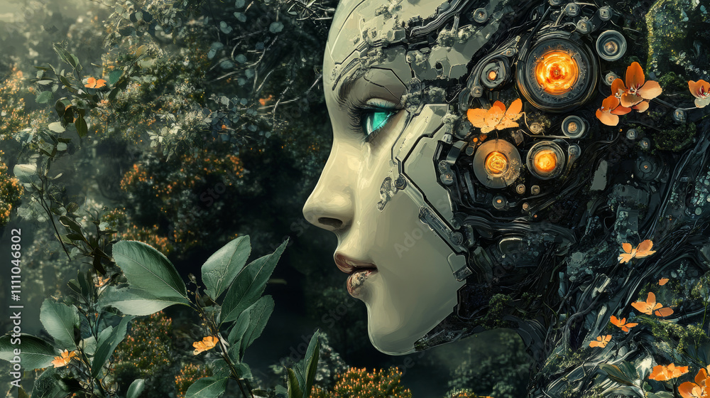 Poster abstract collaboration of humans and artificial intelligence concept to collaborate on modern techno