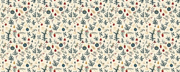 Fototapeta premium seamless pattern of Christmas festive navy red cream winter holiday design 