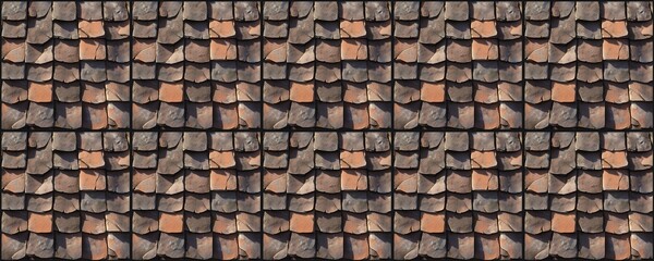 Naklejka premium seamless pattern of Stone roof texture brown gray stylized background design 