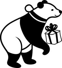 Polar bear carrying a sack of Christmas presents