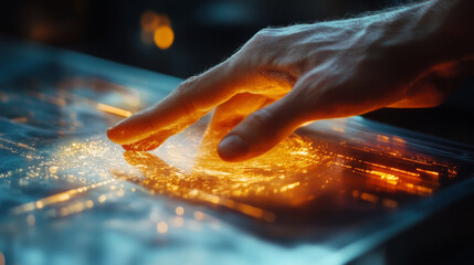digital hand touch on abstract background. big data high security technology abstract background. furture innovation.