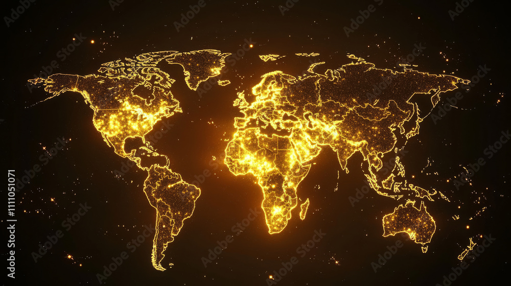 Poster global network connection world map abstract technology background global business innovation concep