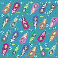 lovely Peacock Pattern Tile Seamless Hand Drawn Main Background