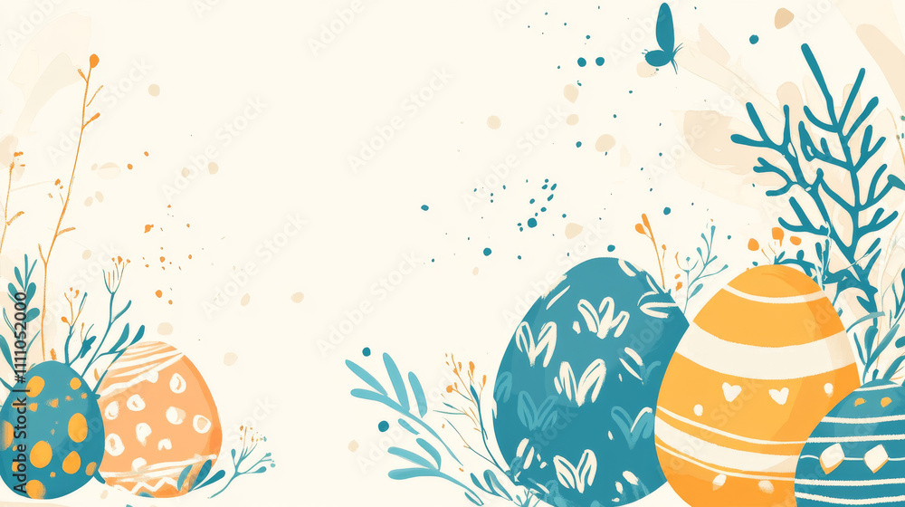 Poster easter banner with egg with digital circuit board pattern. easter background in technological style.