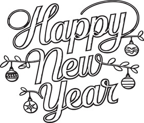 HAPPY NEW YEAR A calligraphy-style typography ILLUSTRATION