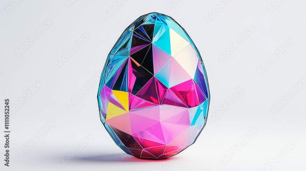 Poster happy easter, egg. low poly style design. abstract geometric background. wireframe light connection 