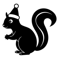 Squirrel with a Christmas hat