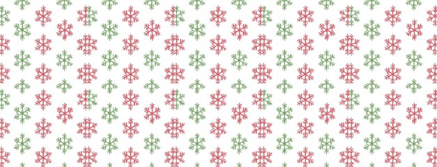 seamless pattern of Red and green painted snowflakes winter holiday pattern festive cheerful design 
