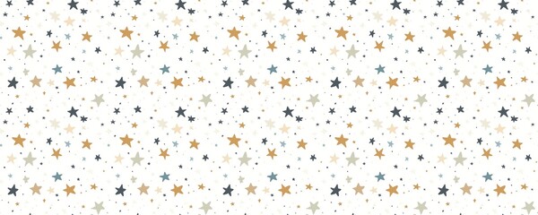 seamless pattern of Hand drawn star  mustard gold beige blue nursery kids textile 