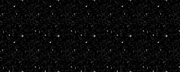seamless pattern of Night sky  black white stars cosmic winter holiday background 