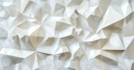 Fototapeta premium Textured white low poly background with angular shapes and facets, creating modern and abstract appearance. Ideal for design projects and digital art