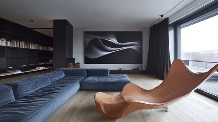 Fototapeta premium Modern Living Room with Artistic Furniture and Minimalist Design