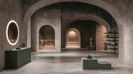 Fototapeta premium Modern Minimalist Interior Design with Arched Architecture Elements