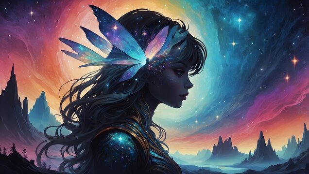 Fantasie Gem&auml;lde in psychedelischen Farben - Fee 