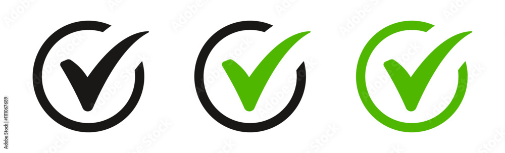 Aufkleber check box icon with correct, accept checkmark icons tick box checked, check list square frame - checkbox symbol approved sign