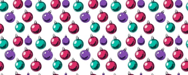 Fototapeta premium seamless pattern of Colorful Christmas baubles teal pink festive pattern design 