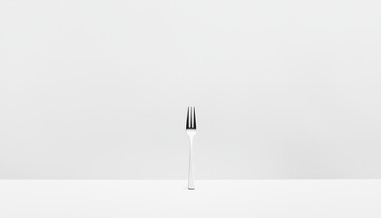Minimalist Design with a Single Fork on a Blank Table Against a Simple White Background