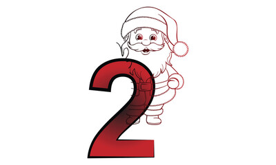 letter 2 with Santa Claus designed with alphabet. Characters with fun expressions pose various poses. It's vector art so it's easy to edit.