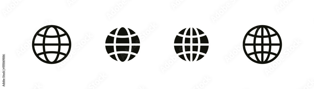 Poster web globe icon set. world icon vector global www internet sign , website icon for contact us icons