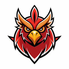 Drawing of an angry Rooster head mascot logo art illustration